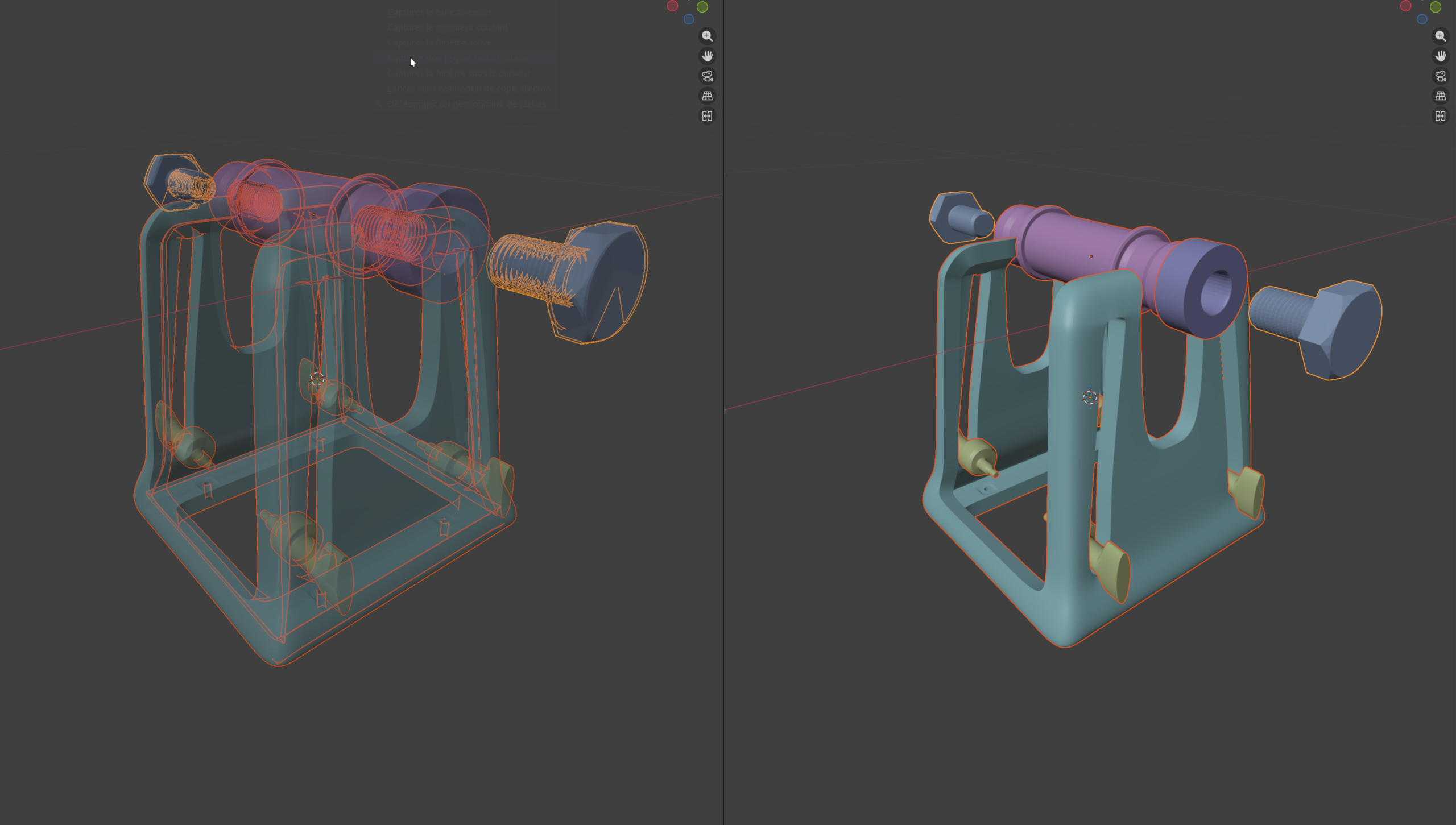 wireframe présentation d'une forme avec plusieurs axe